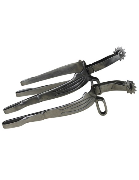 Espuela Vaquera Gallo Curvo Ruleta Inglesa Acero Inoxidable Brillo