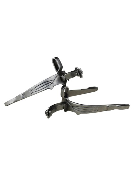 Espuela Vaquera Gallo Curvo Ruleta Inglesa Acero Inoxidable Brillo