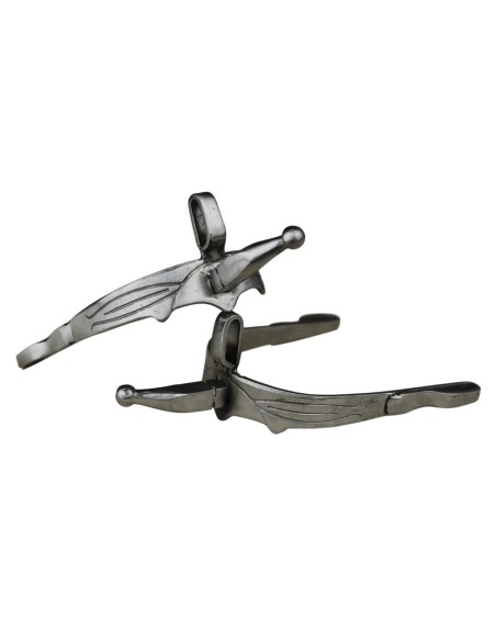 Espuela Vaquera Gallo Curvo Apoyo Acero Inoxidable Pulida