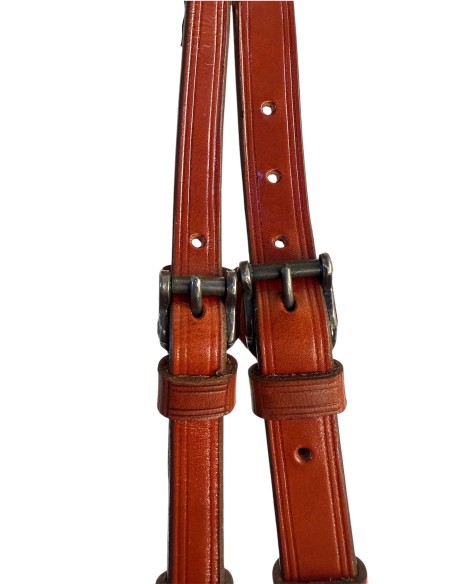 Leather Handcrafted Spanish Bridle w/ Throatlash and White Design on Browband