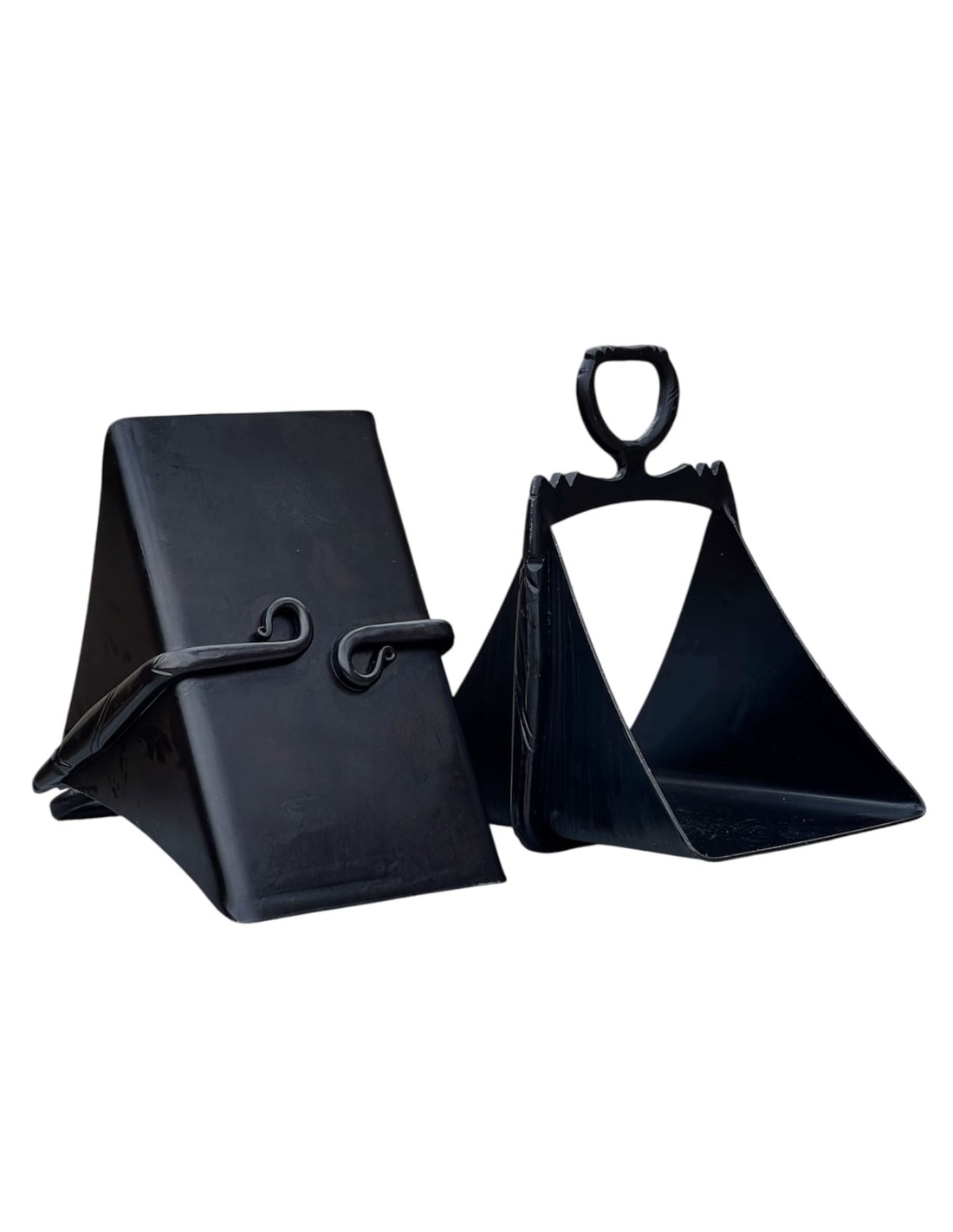 Estribo Vaquero Caracolillo Fijo 14x26 cm Fragua Acero Inoxidable Pavonado