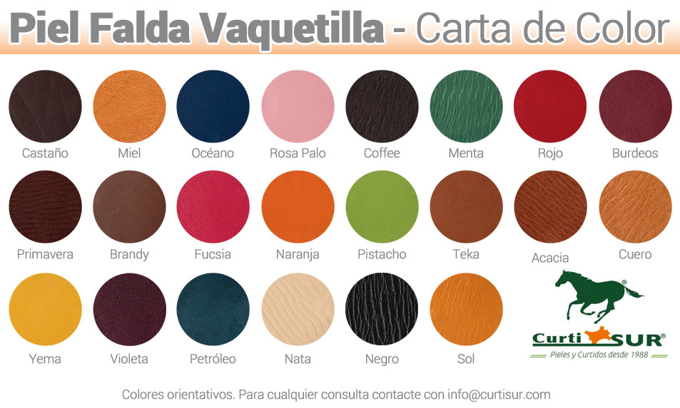 Carta de Color - Pieles Falda Vaquetilla - Comprar pieles de Falda Vaquetilla